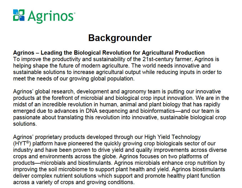 Agrinos Backgrounder